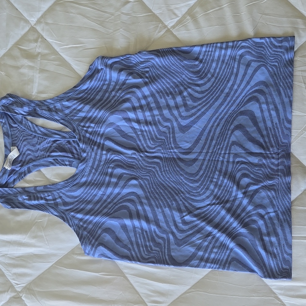Athleta Seamless Blue Patterned Racerback Tank Top